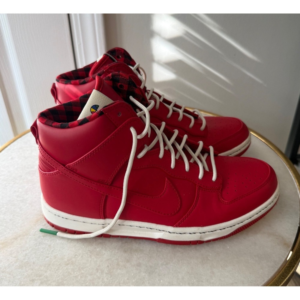 Nike Dunk High Ultra Rain Jacket Red Plaid Flannel Lined Sneakers Men's Sz 7 - Picture 5 of 10